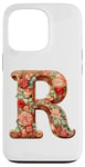 Coque pour iPhone 13 Pro Monogrammed Christmas Floral Initial R Gingerbread Letter R