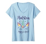 Womens First Name Halston Personalized Halston V-Neck T-Shirt