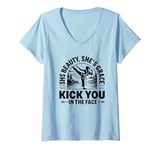 Womens She's Beauty She'll Kick You In The Face V-Neck T-Shirt