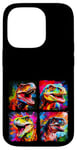 Coque pour iPhone 14 Pro Dinosaure T Rex Pop Art Dessin Coloré Peinture