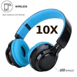 10X Wireless Bluetooth Headset Headphones MP3 Player & LED Light Support TF Card