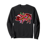 Plaid Buffalo Pig Christmas Pajamas Family Xmas Lights Women Sweatshirt