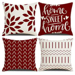 Homefeelzydys Cushion Covers,Cushion Covers 60 x 60 set of 4 Red Wine Square Throw Pillow Case cushion covers 24x24 4Pack For Outdoor Patio Garden Blench Living Room Sofa Farmhouse Decor