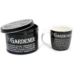 Mug in a Tin The Gardener Gift For Him Black Ceramic Mug Tea Coffee Cup Tin