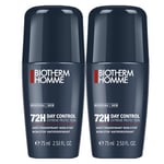 BIOTHERM HOMME - Day Control Déodorant Homme - Lot de 2 x 75 ml - Anti-Transpirant Efficacité 72H - Anti-Odeurs - Fraîcheur Intense - Tous Types De Peau