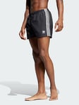 adidas Originals Adicolor 3-Stripes 5-Inch Swim Shorts, Black, Size L, Men