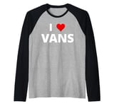 I Love Vans, With A Red Heart Raglan Baseball Tee