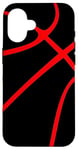 Coque pour iPhone 16 Ballon de basket sport noir et rouge