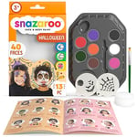 Snazaroo Halloween Face Painting Palette Kit for Kids & Adults, 8 Colours, 13pcs, Stencils, Brush, Sponge, Guide, Water Based, Easily Washable, Non-Toxic, Makeup, Body Painting & Parties