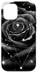 Coque pour iPhone 14 Rose noire recouverte d'étoiles