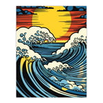 The Great Wave Modern Seascape Artwork Comic Book Pop Art Sunset Large Wall Art Poster Print Thick Paper 18X24 Inch