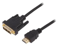 Cable HDMI 1.4 DVI-D -18+1- prise male HDMI prise male 2m - Noir