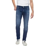 Replay men's Grover straight-fit jeans with stretch, blue (Medium Blue 009), 34W / 32L