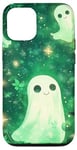 Coque pour iPhone 14 Vert Floral Fantôme Effrayant Esthétique Vert