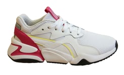 Puma Nova Coloured White Textile Lace Up Womens Running Trainers 371831 01 Leather - Size UK 4