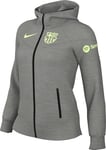 Nike FC Barcelona Top FCB W NSW TCH FLC WR Fz HDY, DK Grey Heather/Barely Volt, FN8443-065, L