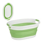 Relaxdays Panier à Linge, 24 litres, en Plastique, Pliable, Rangement Peu encombrant, avec poignées, Vert et Blanc