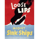 Wee Blue Coo War Wwii USA Loose Lips Sink Ships Art Print Poster Wall Decor 12X16 Inch