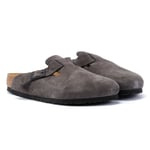 Birkenstock Unisex Boston Suede Velvet Grey Clogs material_Suede - Size EU 38