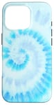 iPhone 16 Pro Cool Spiral Tiedye Surf Pattern Wave Swirl Blue Tie Dye Case