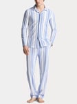 Ralph Lauren Long Sleeve Stripe Pyjama Set, Blue Stripe