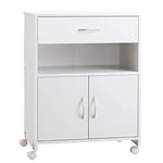 Vinsetto Support d'imprimante Meuble imprimante Mobile Meuble Rangement Bureau à roulettes avec tiroir, Niche et Placard 2 Portes, étagère réglable - pour Bureau à Domicile, Maison, 60x39x80cm, Blanc