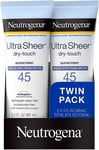 Neutrogena Ultra Sheer Broad Spectrum Sunscreen SPF 45, 88ml (TWIN PACK)