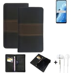 Wallet Case + headphones for Oppo Reno8 Lite 5G Protective Cover Brown