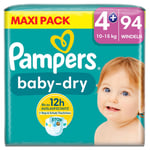 Pampers Baby-Dry blöjor, storlek 4+, 10-15 kg, maxiförpackning (1 x 94 blöjor)