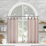 Archaeo Washed Cotton Small Window Twist Tab Cafe Curtains, 52" x 45", Rose Quartz