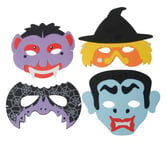 4 kids soft foam Halloween masks.Bat,Witch,Vampire,Frankenstein.[BY BOHO ISLAND PARTY BAG TOY STORE LTD}