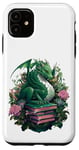 Coque pour iPhone 11 Bookish Green Dragons & Books & Dragons Reading Book Dragon