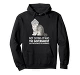 Conspiracy Cat in Tin Foil Hat Government Pullover Hoodie