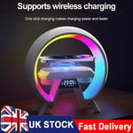 Multifunction RGB Alarm Clock Lamp Smart Bluetooth Speaker Wireless Charger Tool