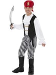 Smiffys Costume de pirate, Noir et Blanc, chemise, pantalon, surbottes, écharpe, ceinture