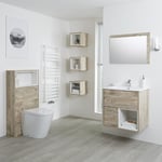 Meuble Lavabo 46.5x81cm - Niche 30cm - Miroir & Pack WC - Hoxton Chêne Clair