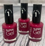 RIMMEL Super Gel Nail Polish Varnish 12ml 3 x 025 Urban Purple (3 in total)