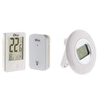 Otio - Thermomètre int/ext sans fil Blanc & Thermomètre intérieur à écran LCD Blanc