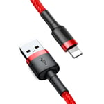 Baseus Cafule USB-A til Lightning Kabel Q.C 3.0, 2A, 3m - Rød