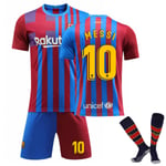 2022 Barcelona Hemma Jersey Set Barn Vuxna Fotboll Fotbollströja Träningsdräkt No.10 MESSI XXL