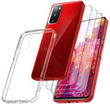 RKINC Coque pour Samsung Galaxy S20 FE 5G, avec 3 Films de Verre Trempé Armor, ne jaunissant jamais Norme Militaire, résistante aux Chocs et aux Rayures Coque de Protection Transparent