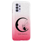 Coque Galaxy A13 4G paillettes rose fee lune