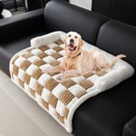 OKYUK Lit pour chien, super confortable, panier pour chien, canapé pour chien, housse de canapé, lavable à la main, antidérapant, convient pour chiens (marron clair, 90 x P 90 x H 13 cm)