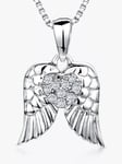 Jools by Jenny Brown Sterling Silver Pave Wings Pendant, Rhodium