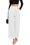 FUNYYZO Women's Wide Leg Pants High Elastic Waisted in The Back Business Work Trousers Long Straight Suit Pants