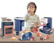 4 in1 Kids Kitchen Pretend Play Toaster Oven Cooker Kit Coffee Maker Flask Toys