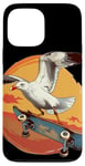 Coque pour iPhone 13 Pro Max Costume de mouette de skateboard pour les fans de patineurs et d'oiseaux de mer