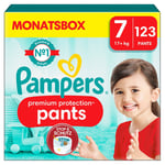 Pampers Premium Protection Pants, koko 7, 17kg+, kuukausipakkaus (1x 123 vaippaa).