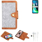 Felt Case + earphones for Motorola Moto G9 Play Cover light grey