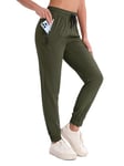 MAGCOMSEN Women's Walking Trousers Quick Drying Trousers Women Jogging Bottoms for Women Elasticated Waist Womens Trousers Casual Pants Ladies Lightweight Trousers for Joggers Running Army Green